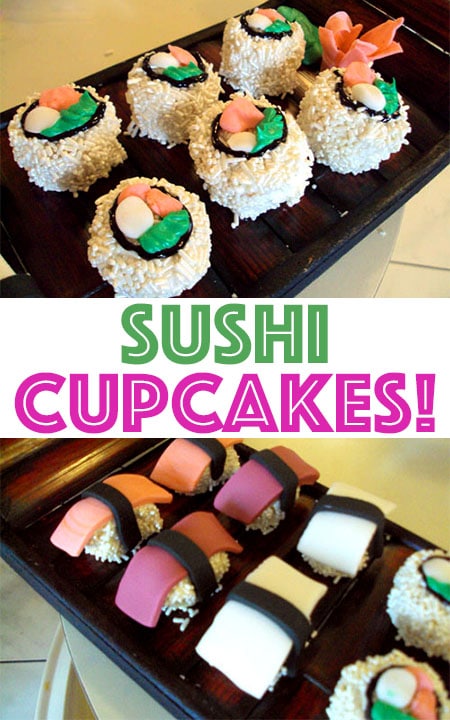My little sister, Amanda, made these sushi cupcakes - aren't they awesome??