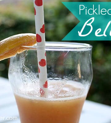 Sweet-and-sour fruit pickles in in a bubbly peach Bellini recipe? Don't mind if I do!