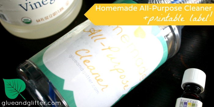 Get my 2-ingredient recipe for homemade all purpose cleaner plus a free printable label.