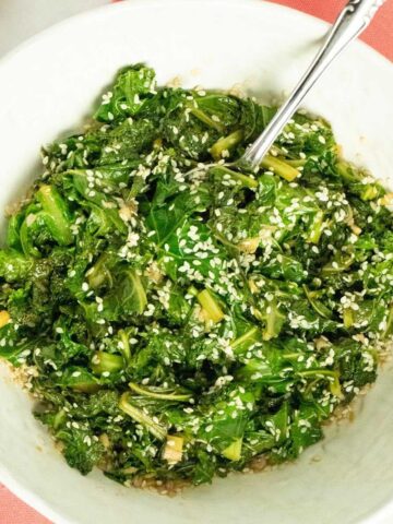 bowl of sesame ginger greens