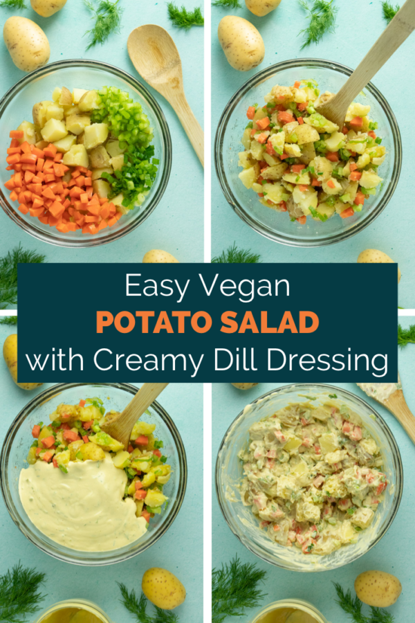 image collage of making vegan potato salad with text overlay