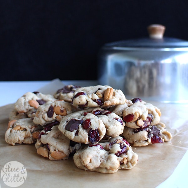 Vegan Chocolate Chip Cookies with Cranberries and Cashews