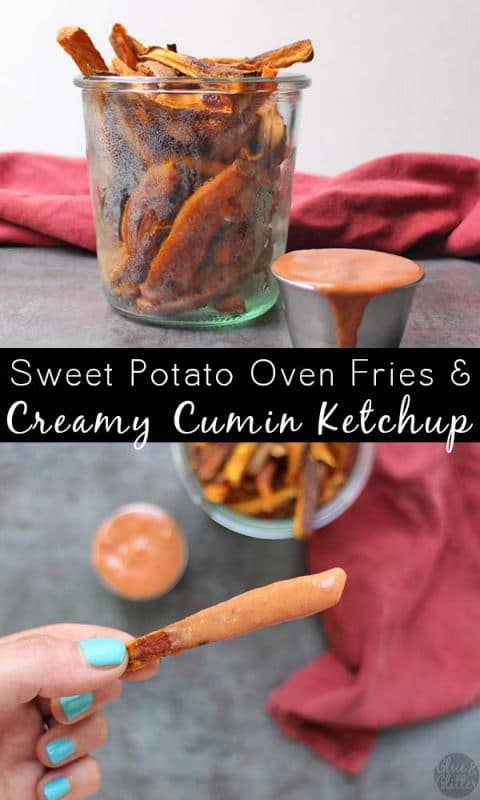 Need a way to spice up your sweet potatoes? Curried sweet potato oven fries to the rescue! They're perfect dipped in creamy cumin ketchup.