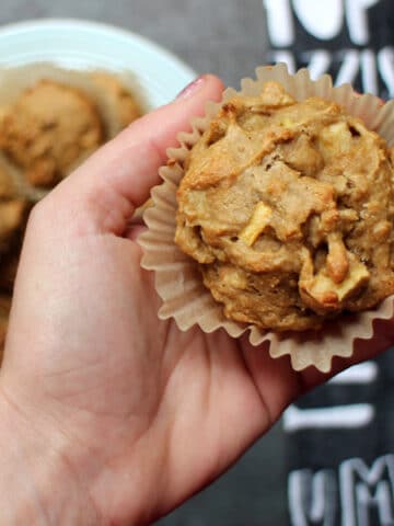 Fire up the blender to make these easy Not-Too-Sweet Banana Apple Muffins in about half an hour!