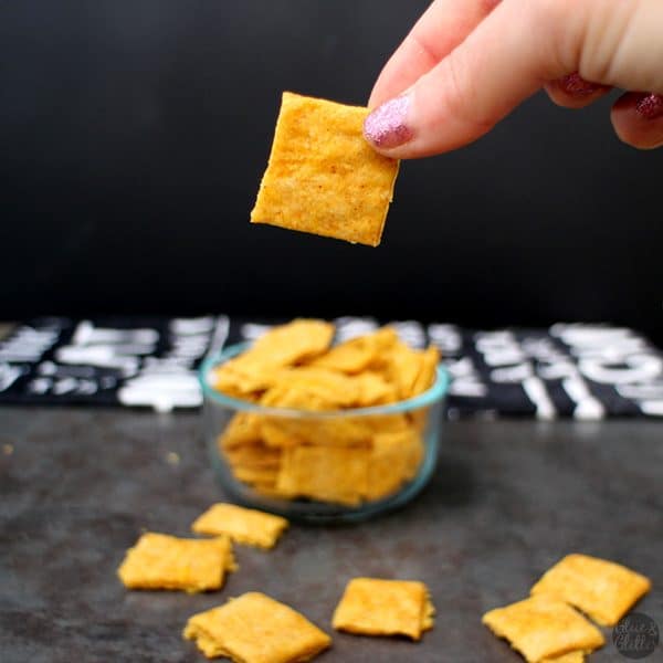 Vegan Cheesy Crackers are crunchy, savory, and remind me of vegan Cheese-Its, but without the animal cruelty.