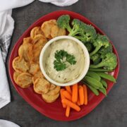 Vegan Onion Dip is a grown-up spin on a slumber party classic. Perfect for dipping as a snack or as part of your next party spread!