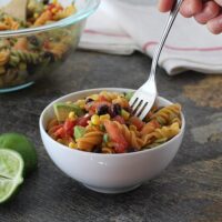 This quick and easy Southwest Pasta Salad couldn't be simpler. It tastes even better the next day, so it's a great make-ahead for picnics and parties.