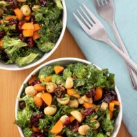 Crunchy broccoli salad is a perfect summer side dish, especially when it's loaded with massaged kale and macadamia nuts in a sweet balsamic dressing!