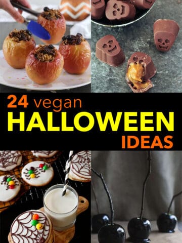 image collage of vegan Halloween food
