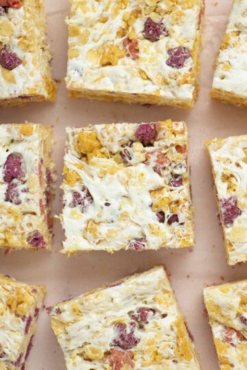 close-up of vegan rice crispy treats on the table