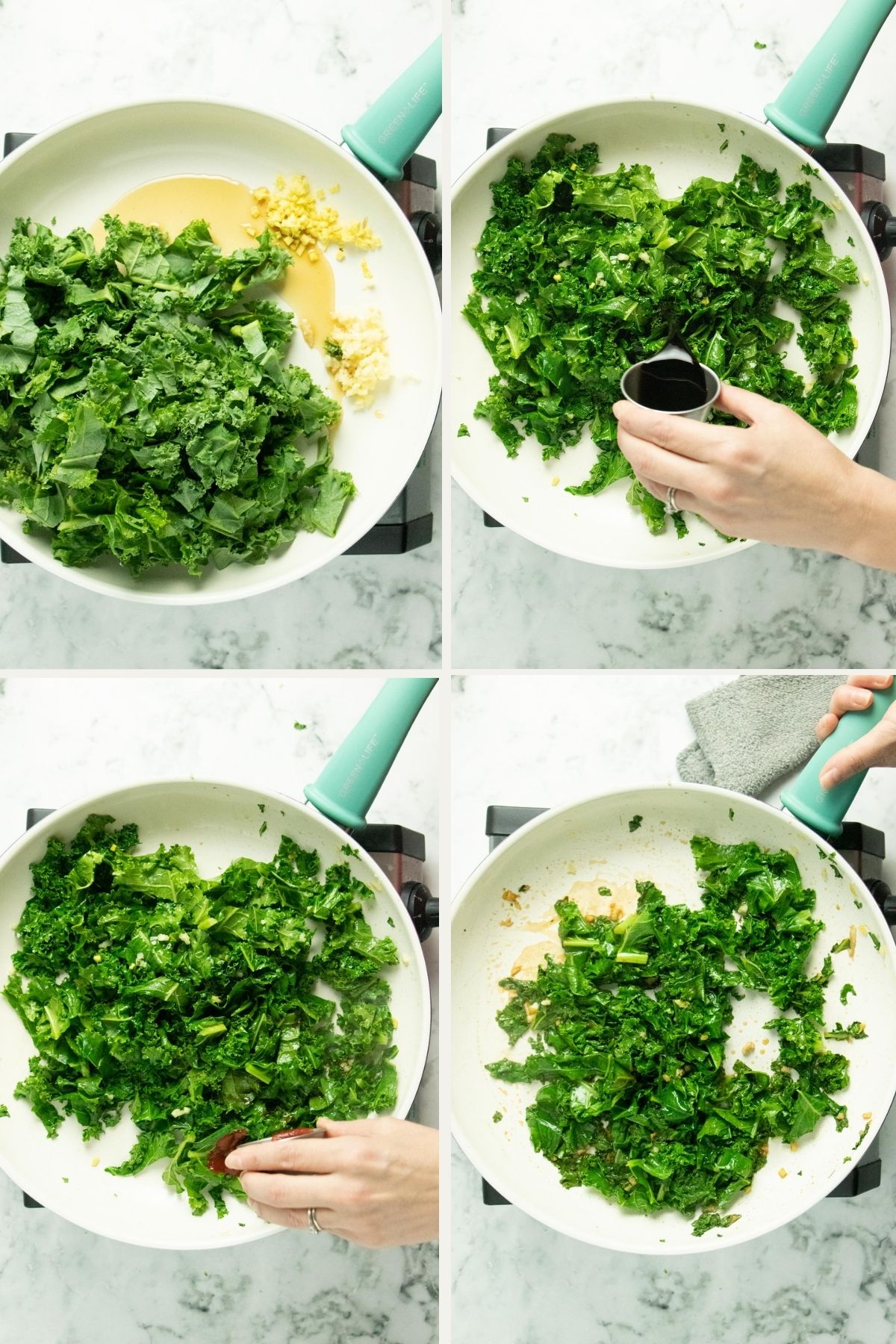 image collage showing how to cook the kale