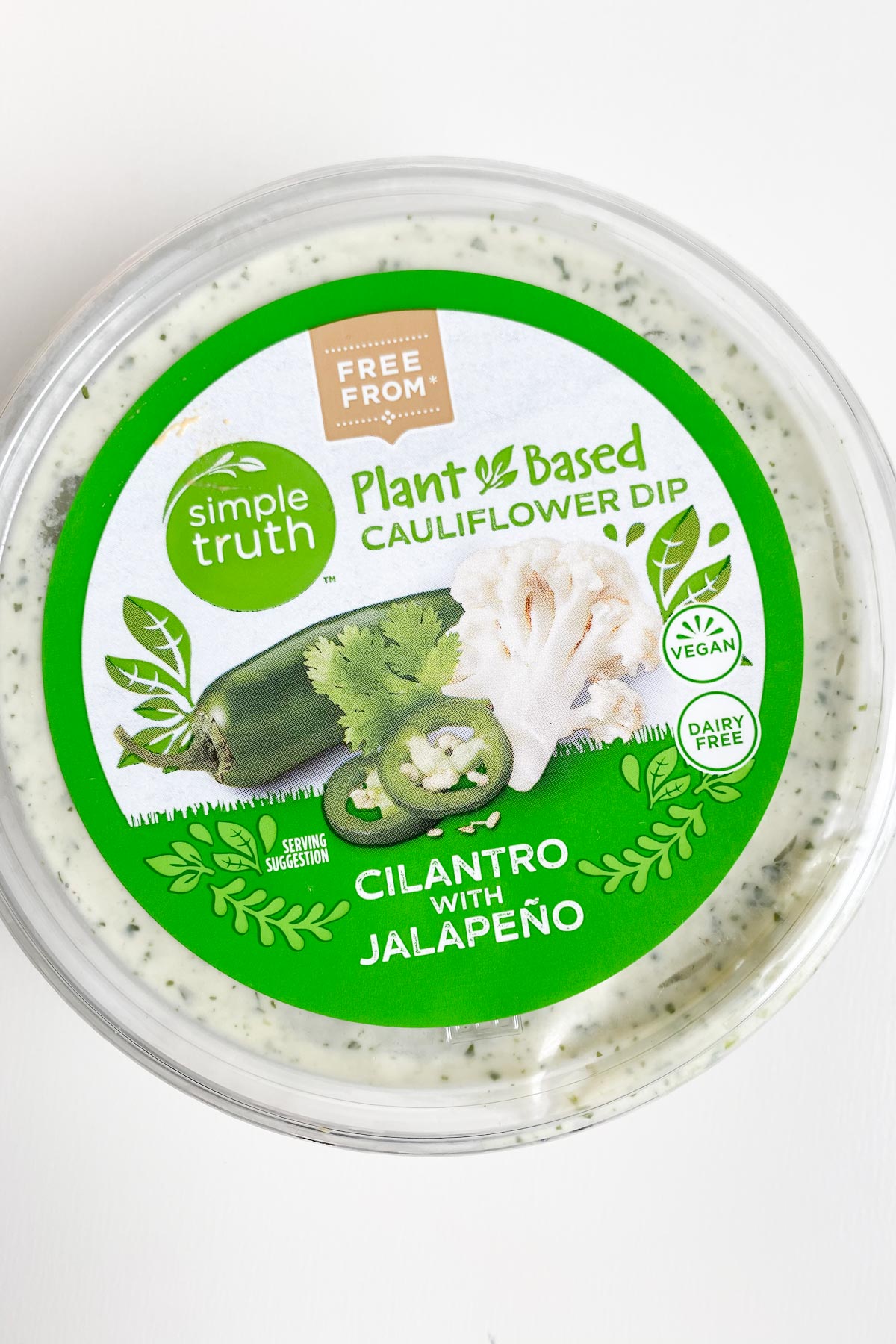 package of Simple Truth Cilantro Jalapeno Dip on a white table