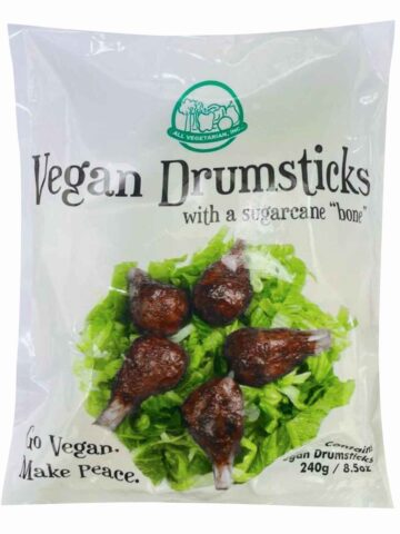 bag of all vegetarian vegan drumsticks on a white background