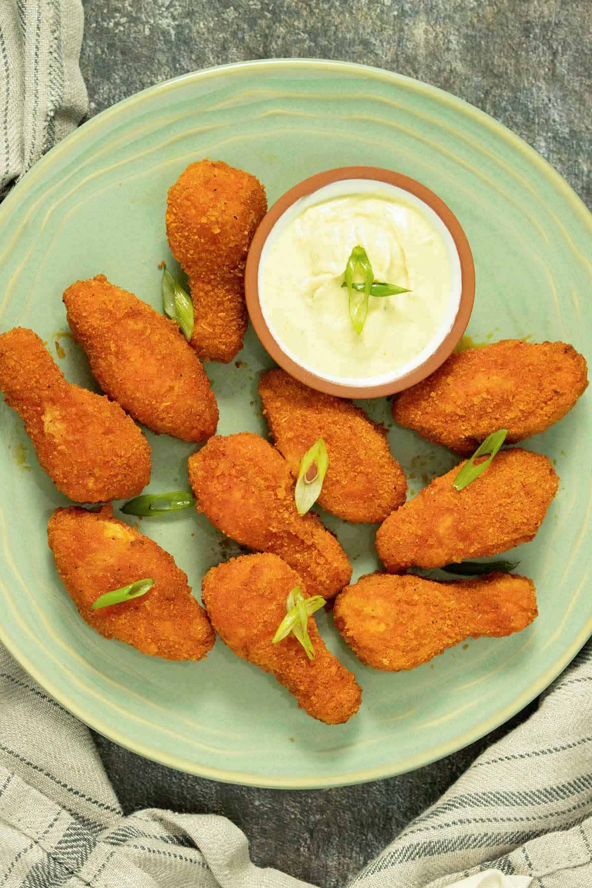 plate of good & gather buffalo cauliflower wings with creamy dipping sauce