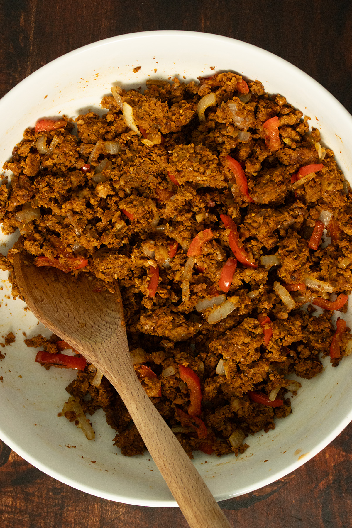 browned chorizo in the pan
