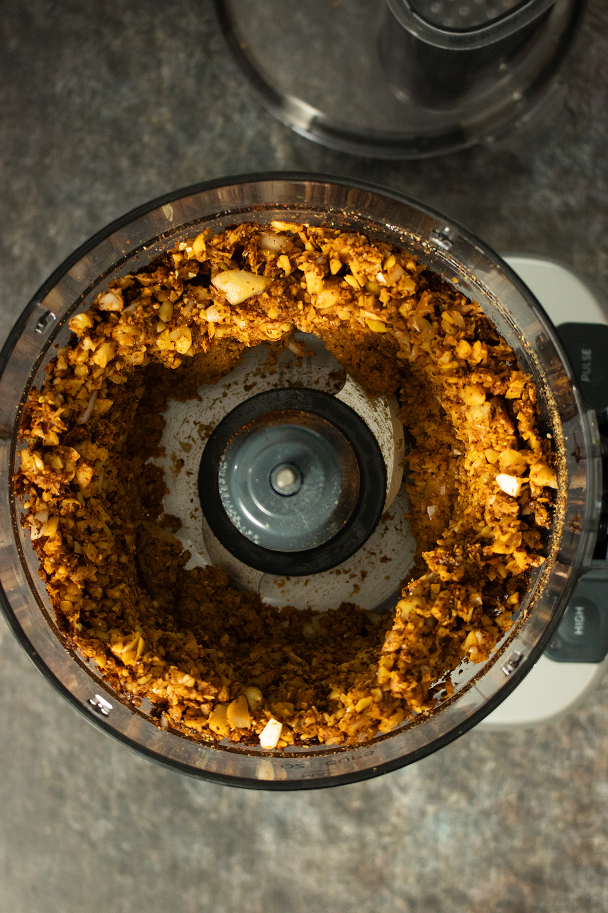 chorizo in the food processor after running it