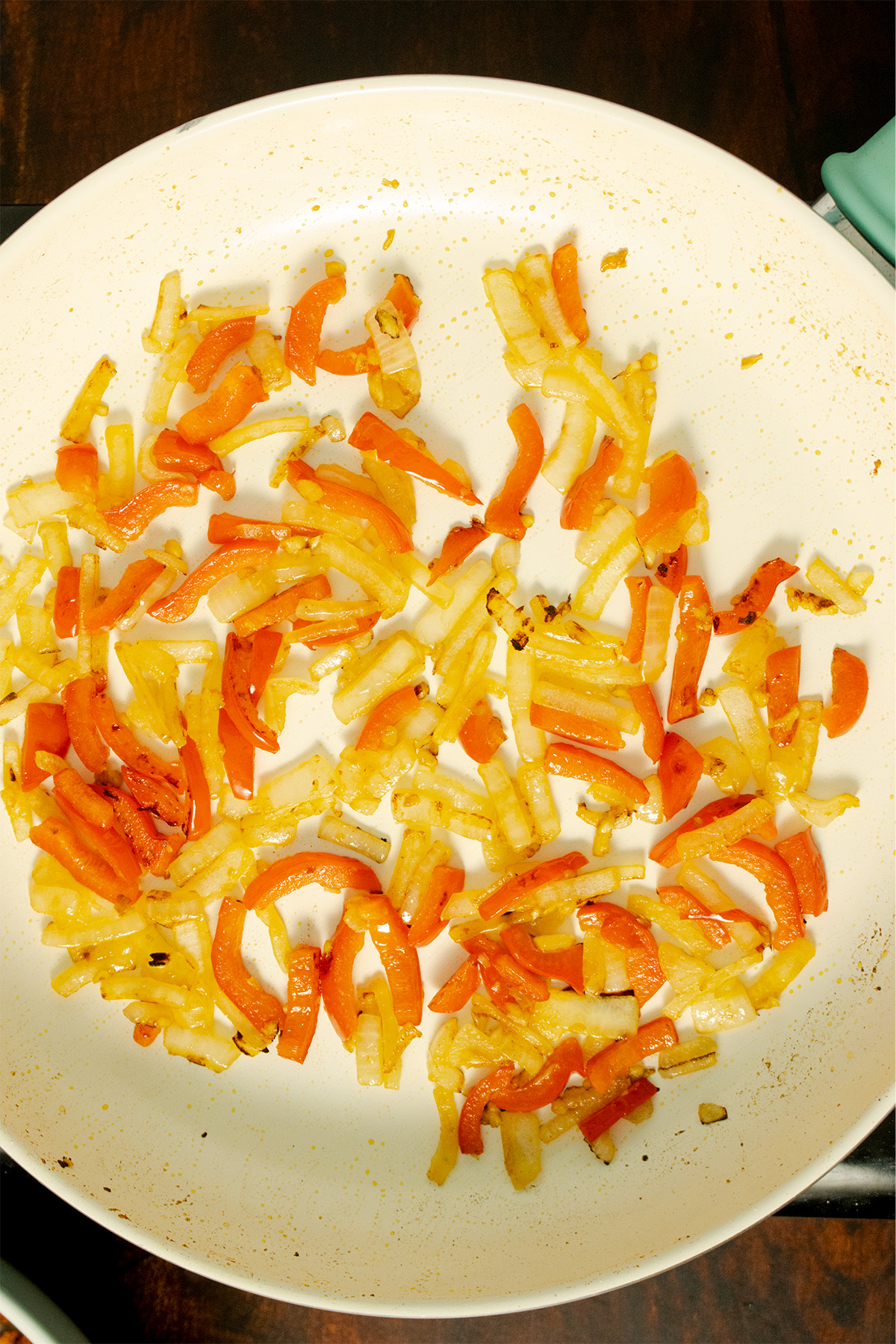 sautéed veggies in the pan
