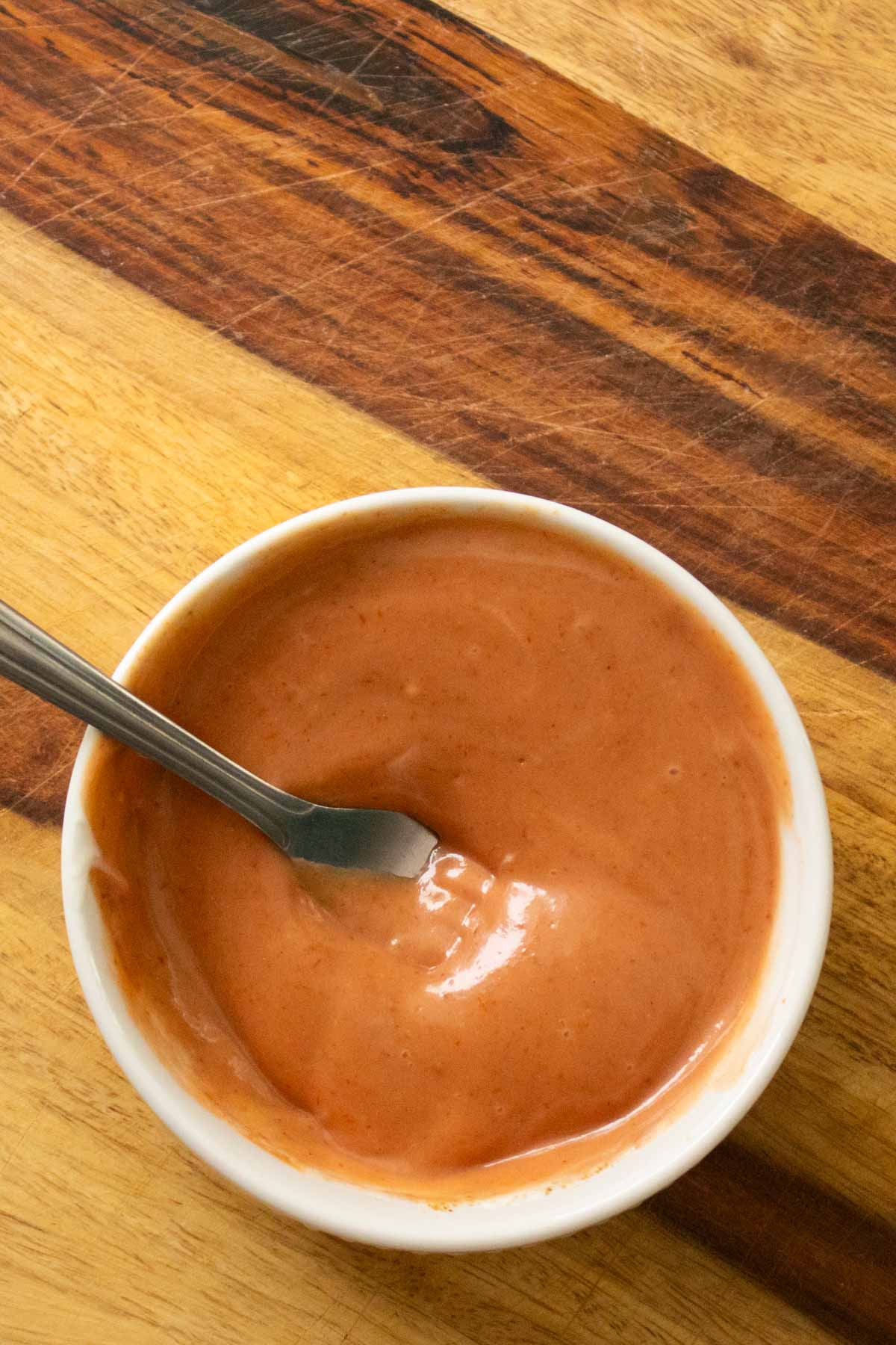 cumin ketchup ingredients in the bowl after mixing