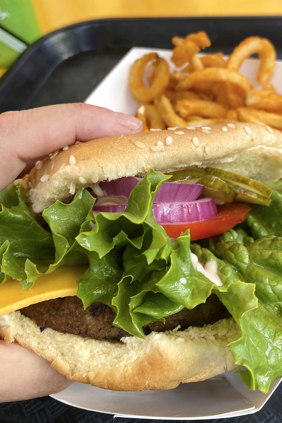the vegan Wimpy's burger at Universal Studios
