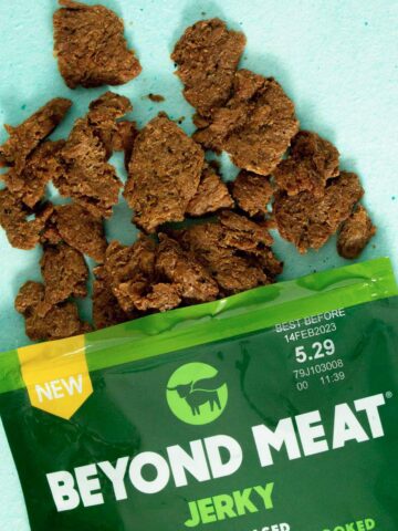 close-up of a bag of Beyond Meat Jerky