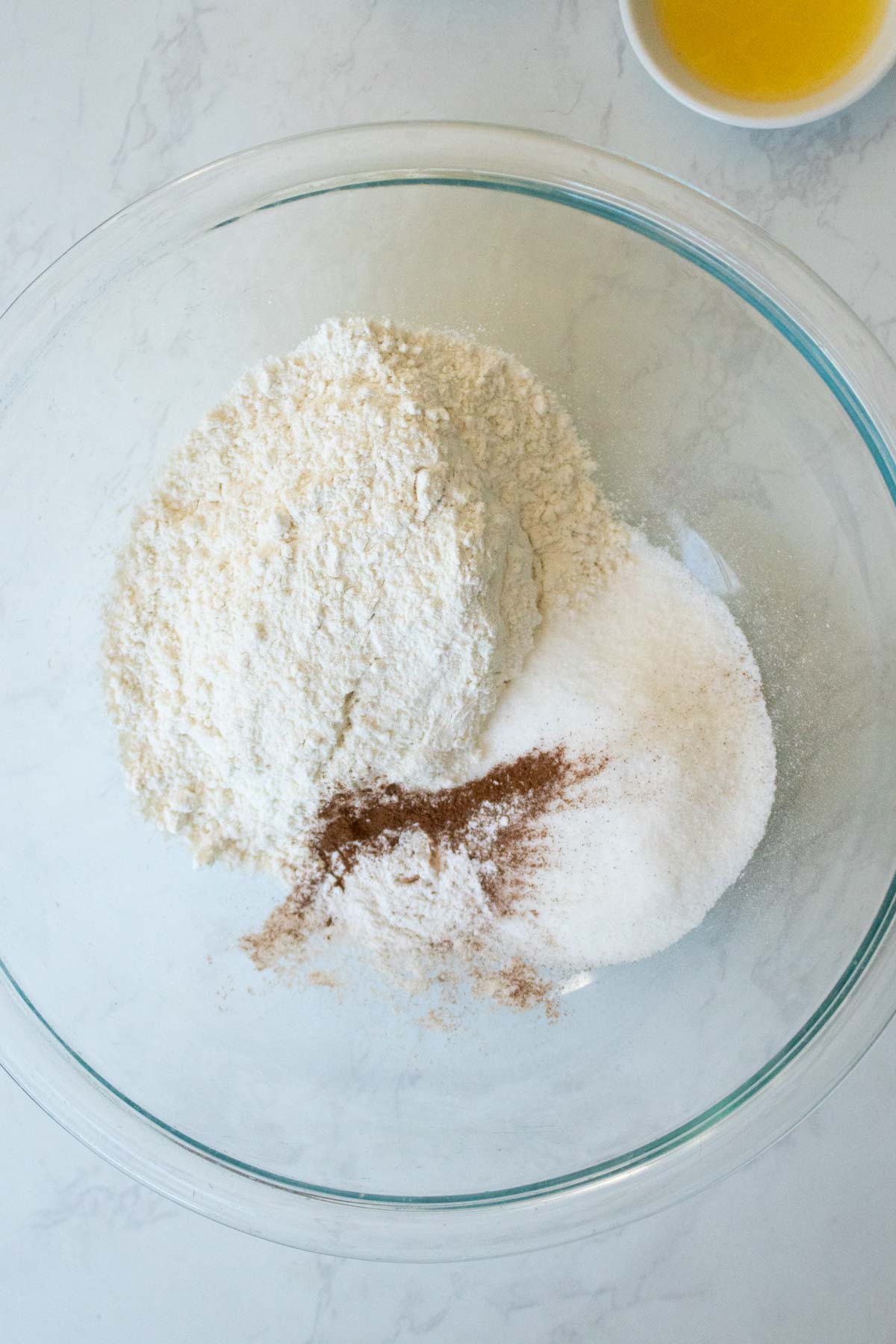 dry ingredients in the bowl before mixing