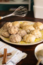 both kinds of air fryer donut holes on a plate