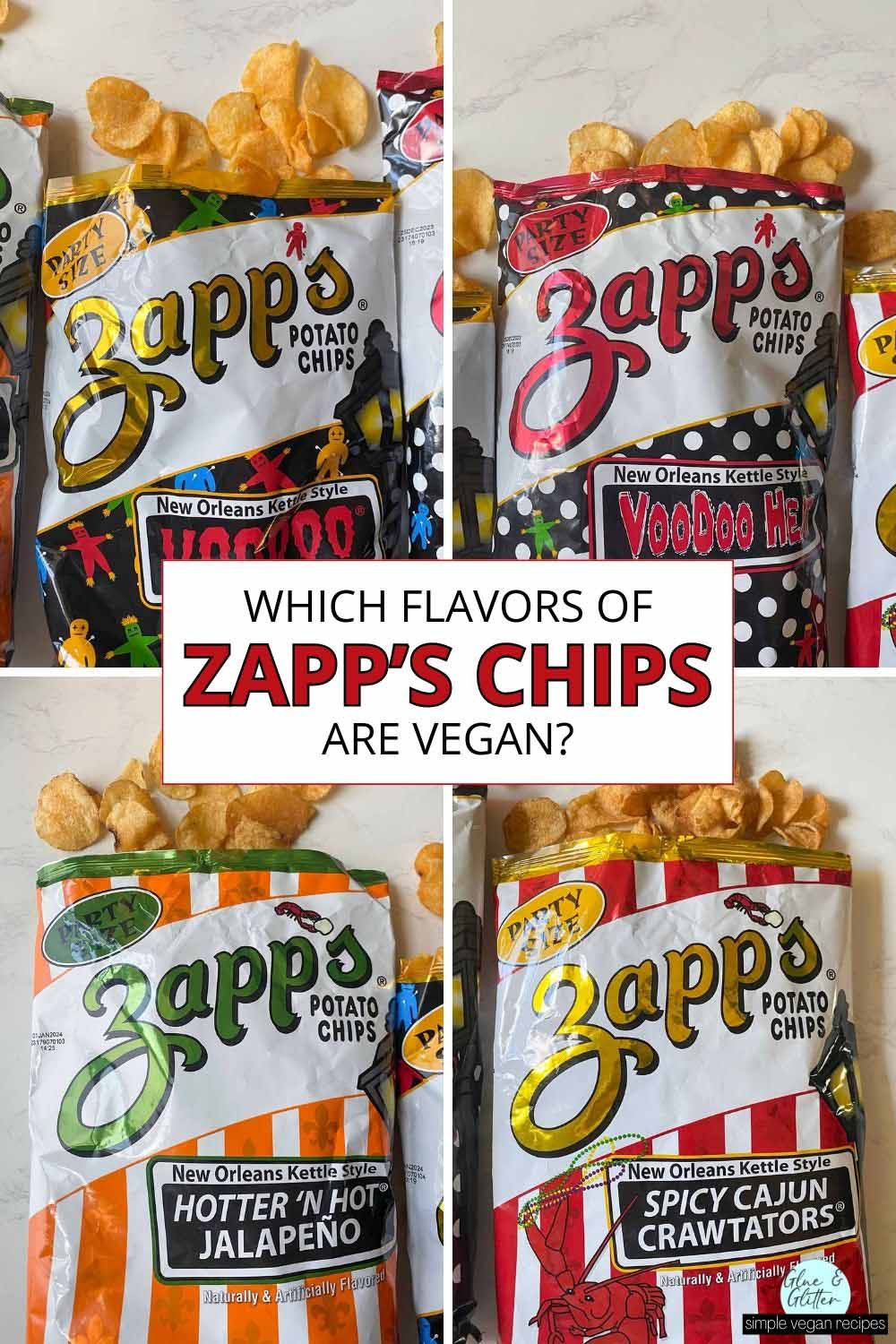 image collage of 4 kinds of Zapp's chips, text overlay