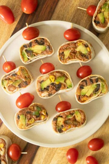 vegan pinwheels on a serving plate