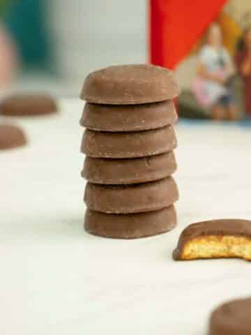 vegan Peanut Butter Patties Scout Cookies on a white table