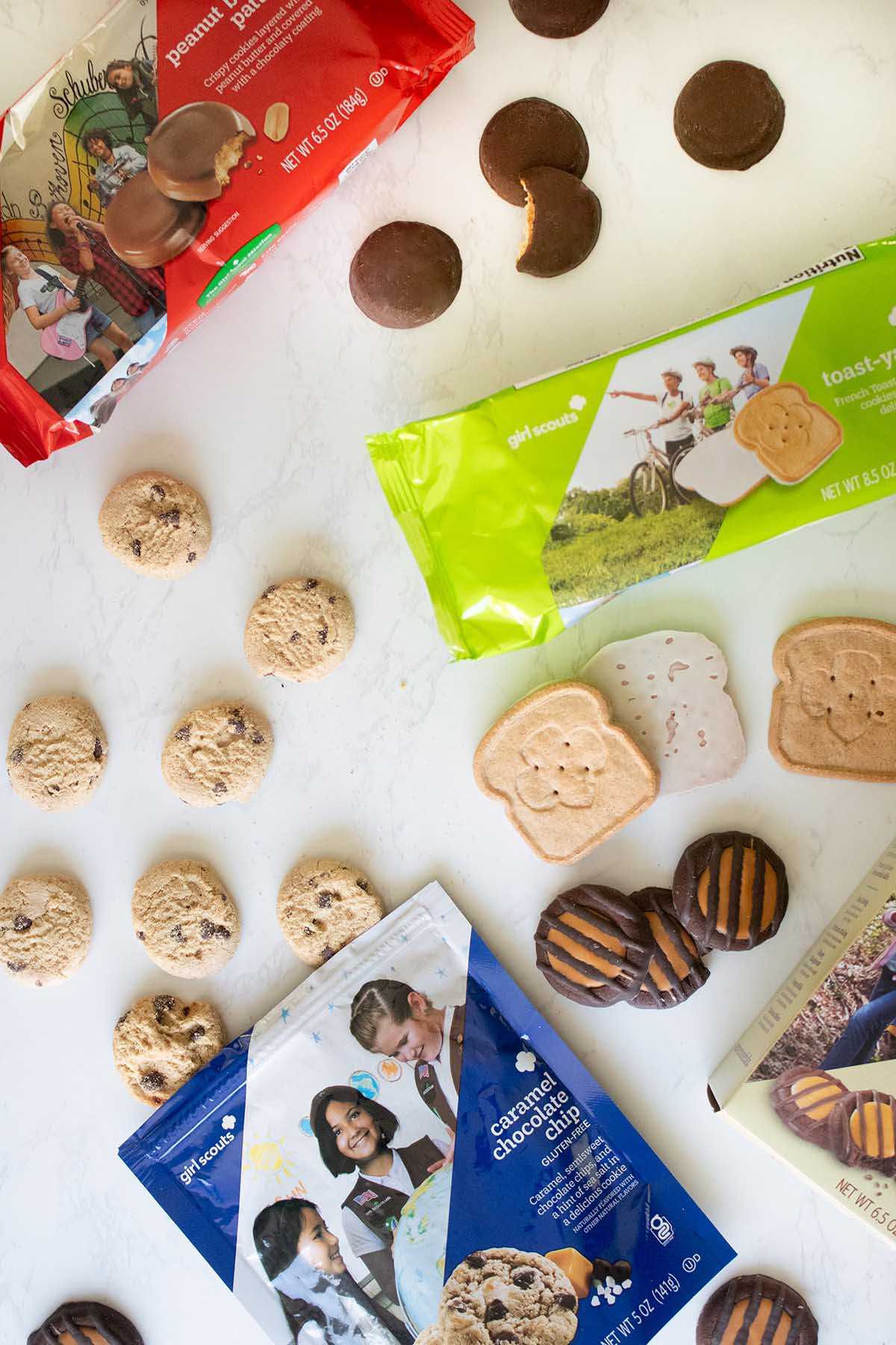 vegan Girl Scout Cookies on a white table