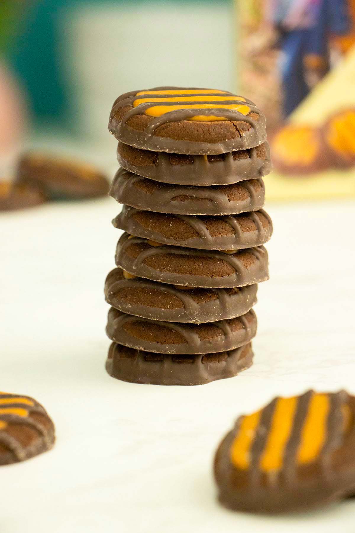 vegan Adventurefuls Girl Scout Cookies on a white table