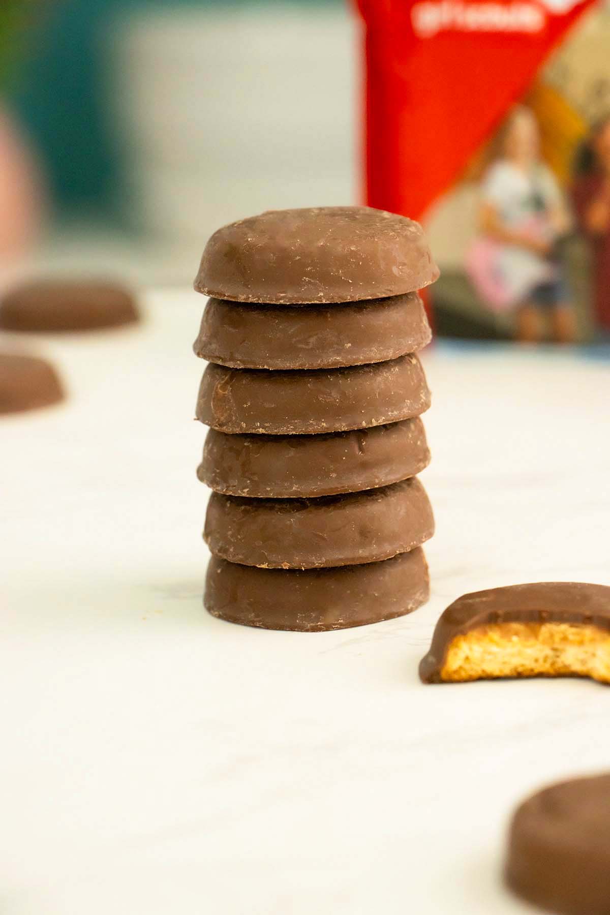 vegan Peanut Butter Patties Scout Cookies on a white table