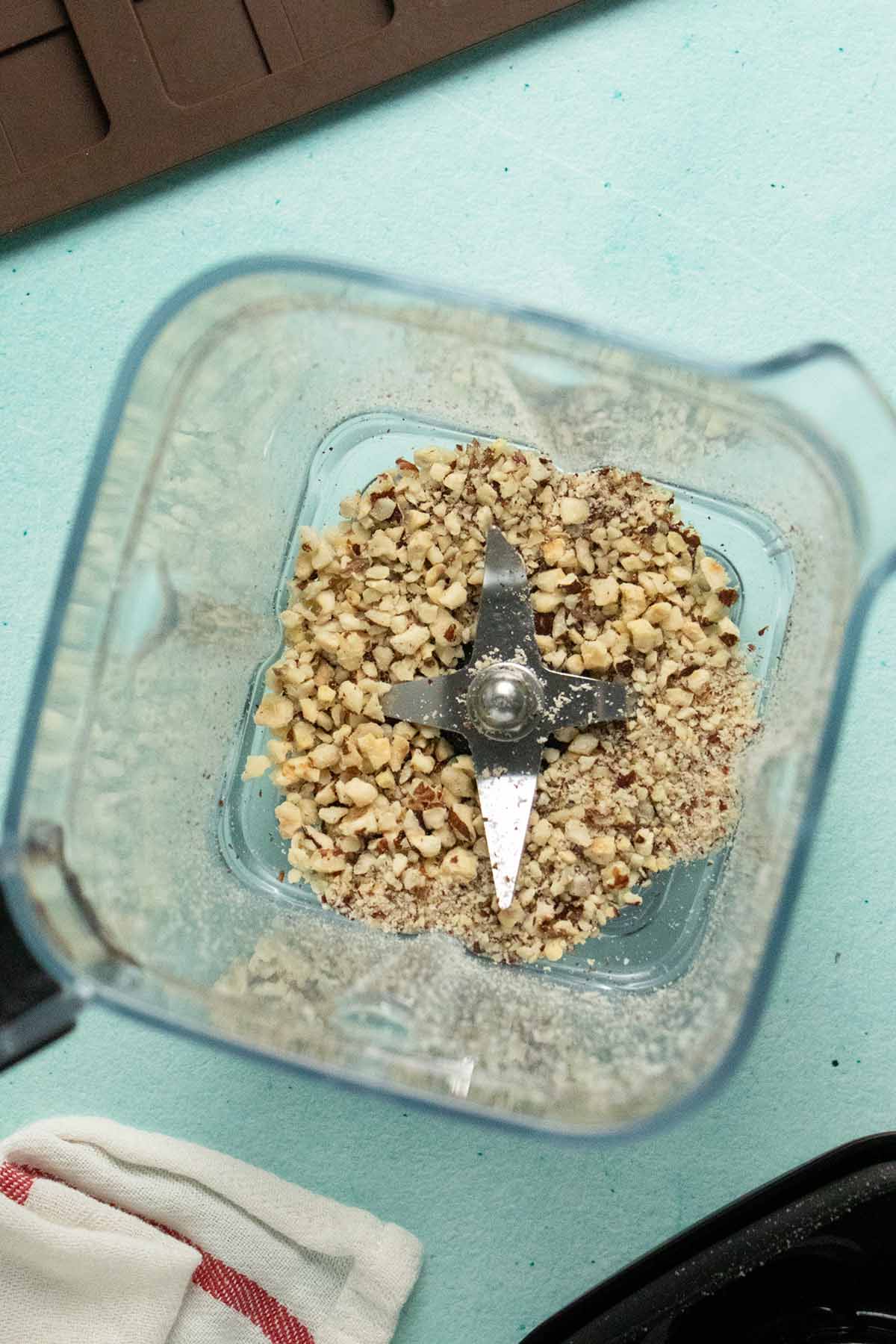 grinding hazelnuts in the blender