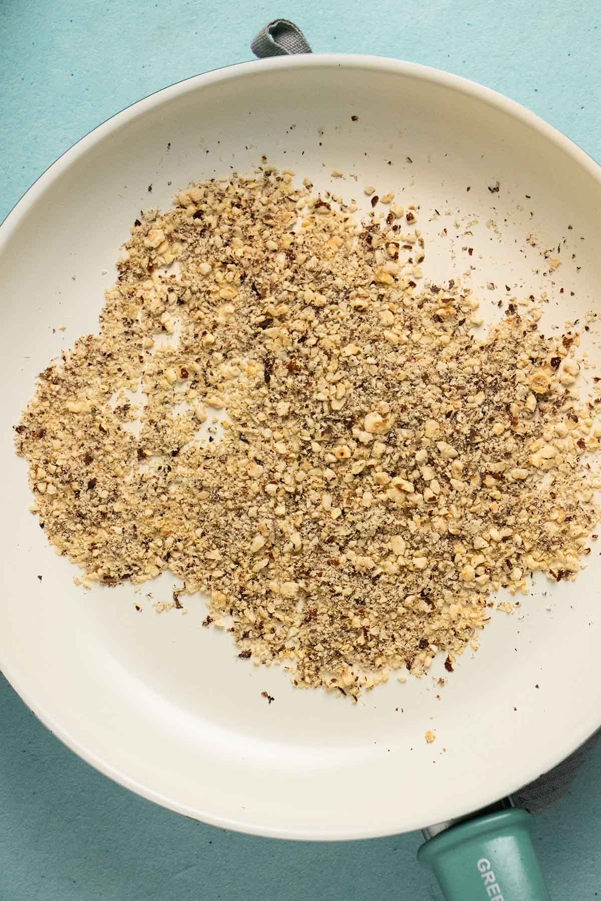 toasting hazelnuts in the pan