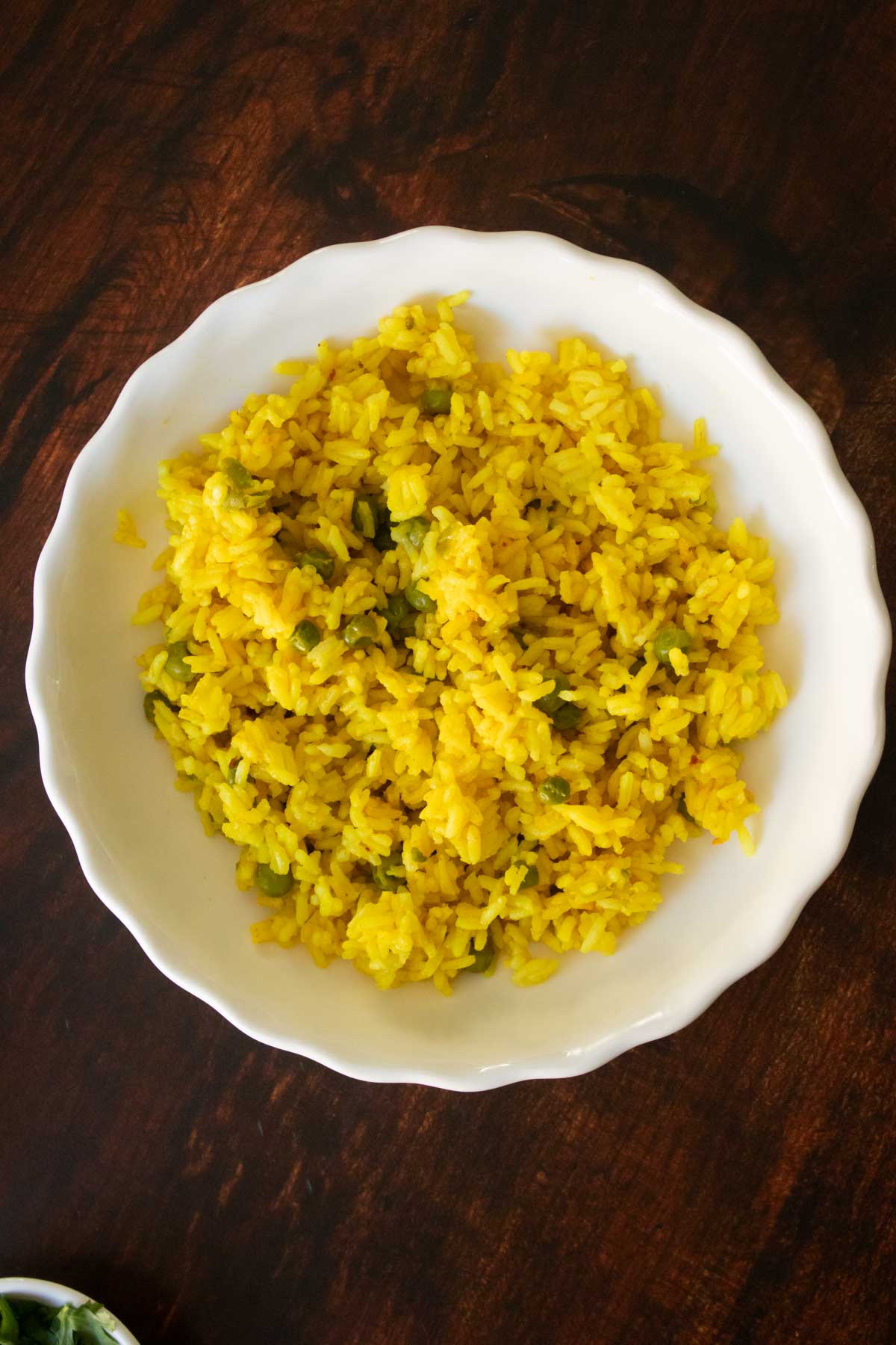 yellow rice in a bowl