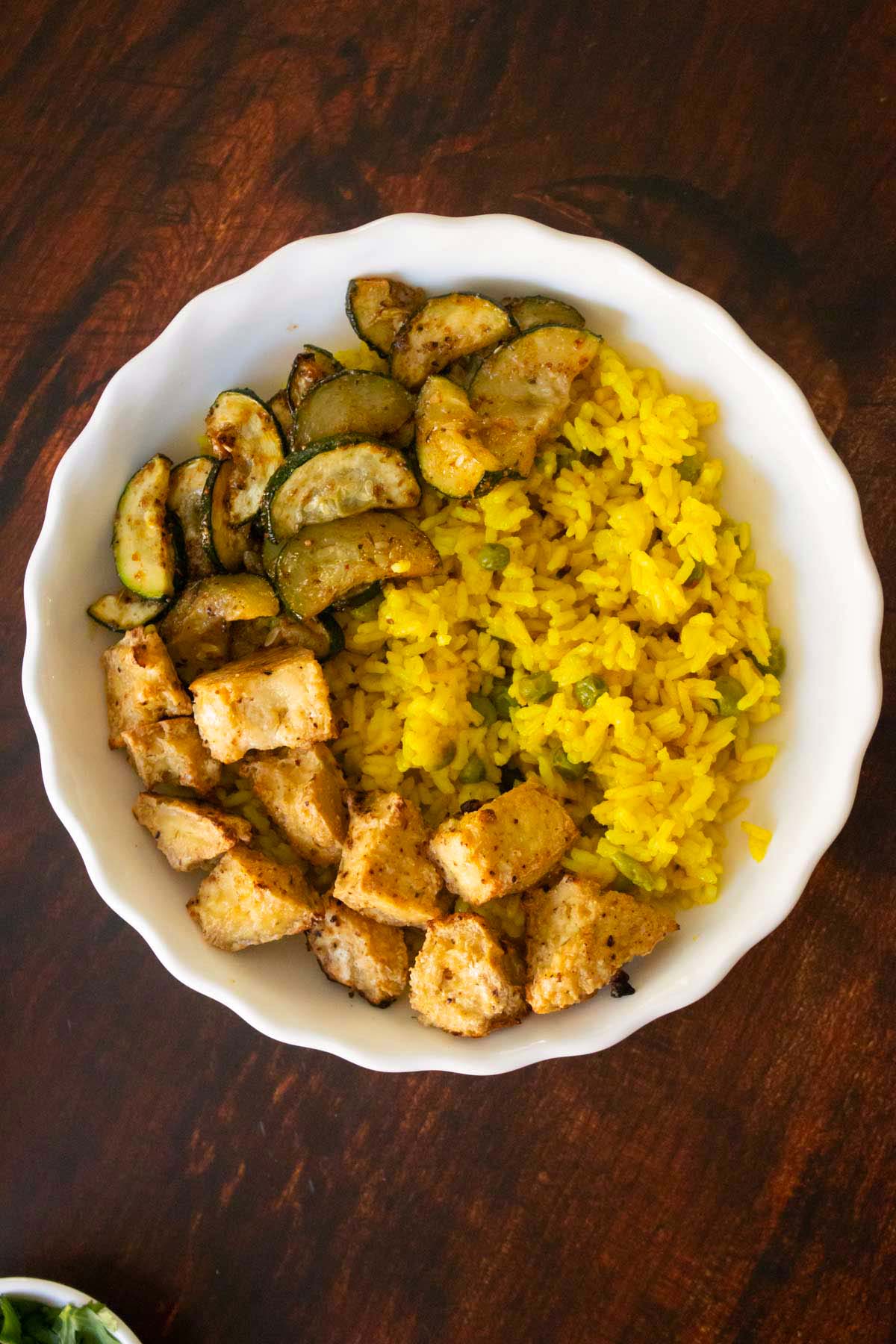 adding the zucchini and tofu