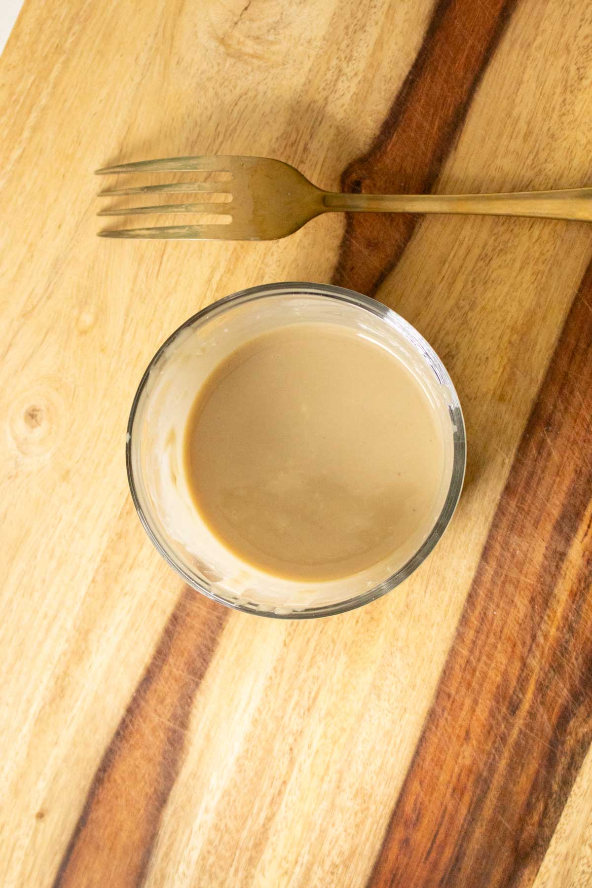 tahini drizzle, after mixing