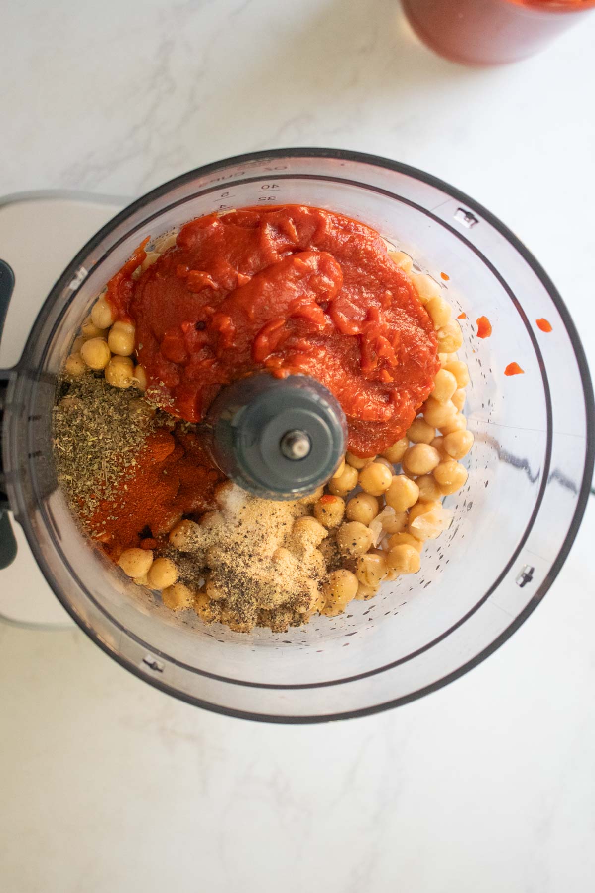 vegan cabbage rolls filling in the food processor before running it