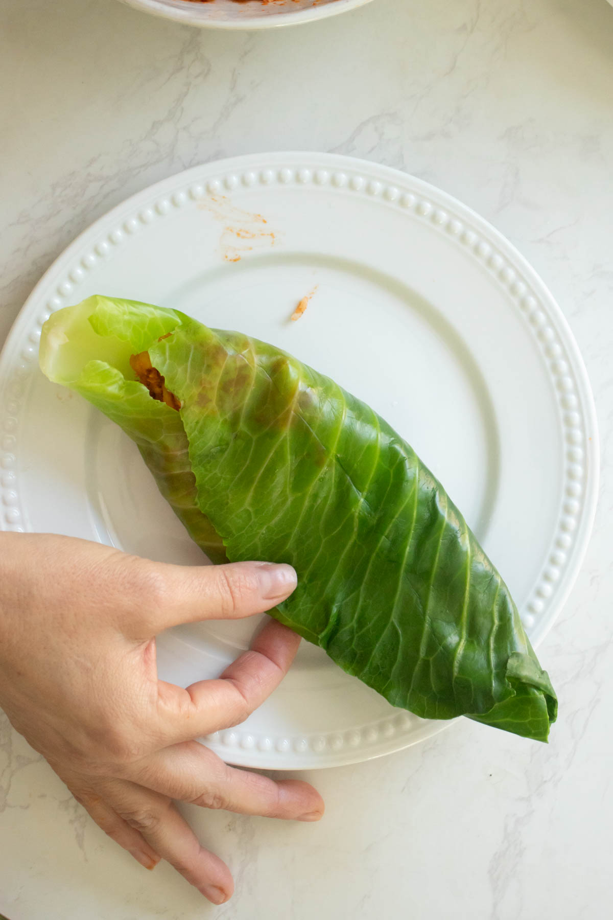 folding the leaf over