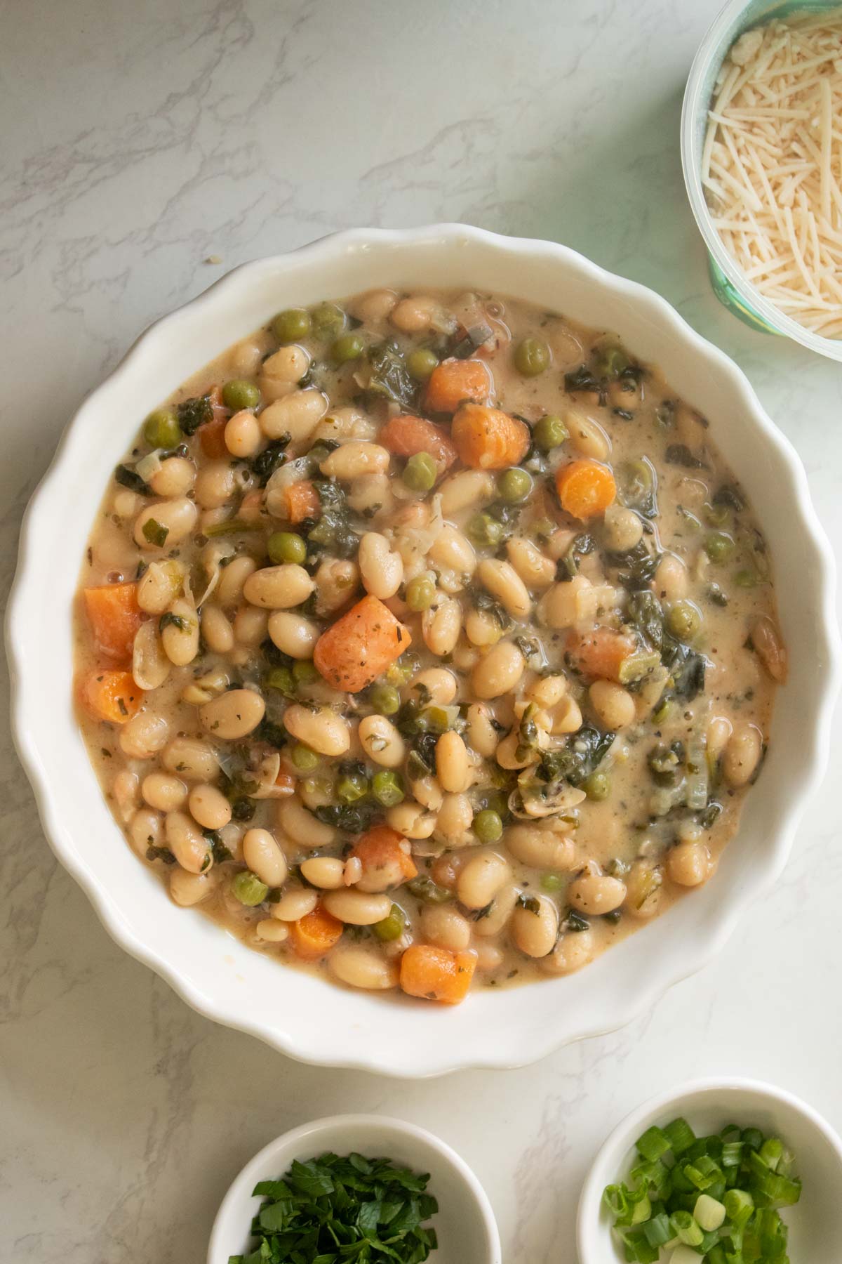 bowl of Instant Pot white bean soup