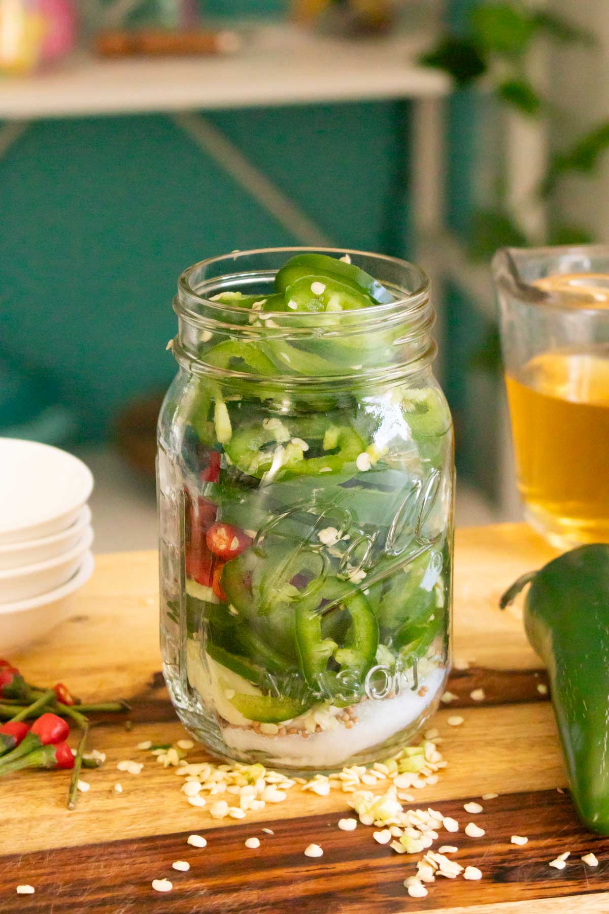 jar of chilies and pickling spices