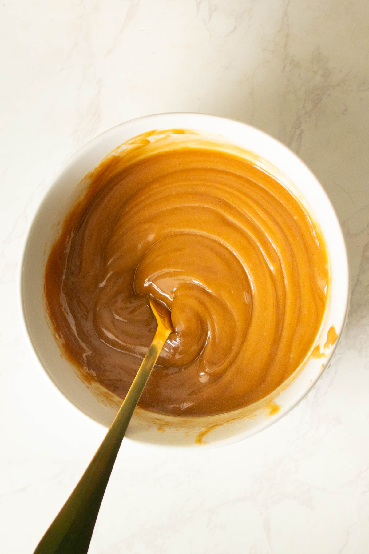 peanut butter mixture in the bowl after mixing