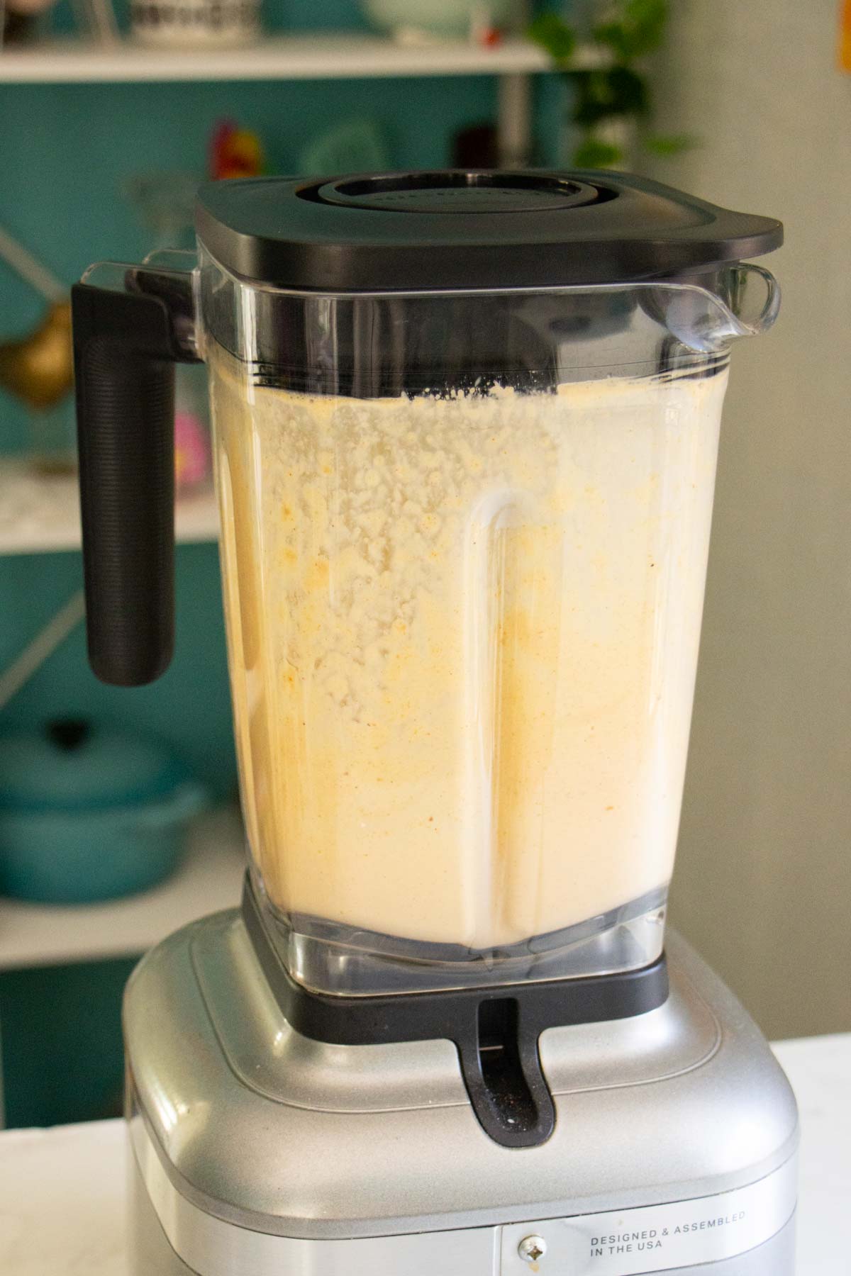 cheese sauce in the blender after blending