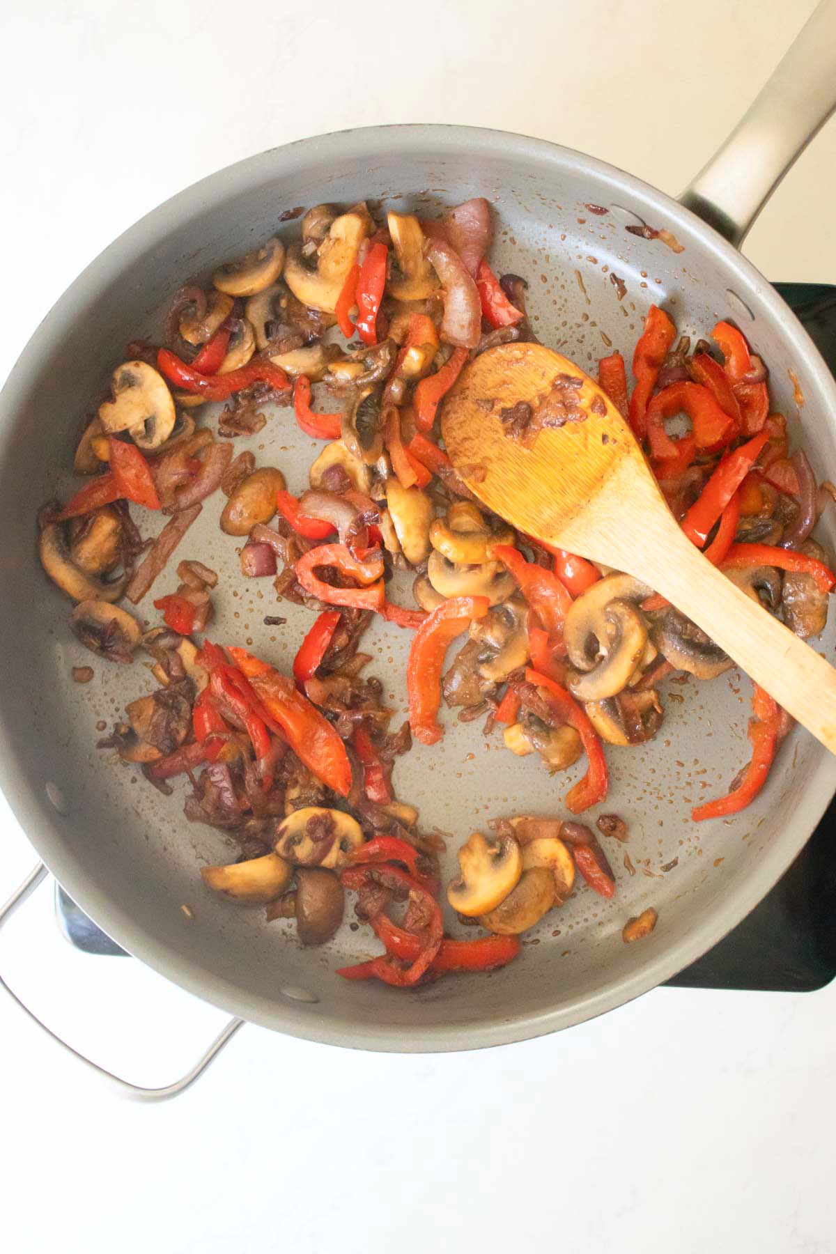 veggies in the pan after cooking