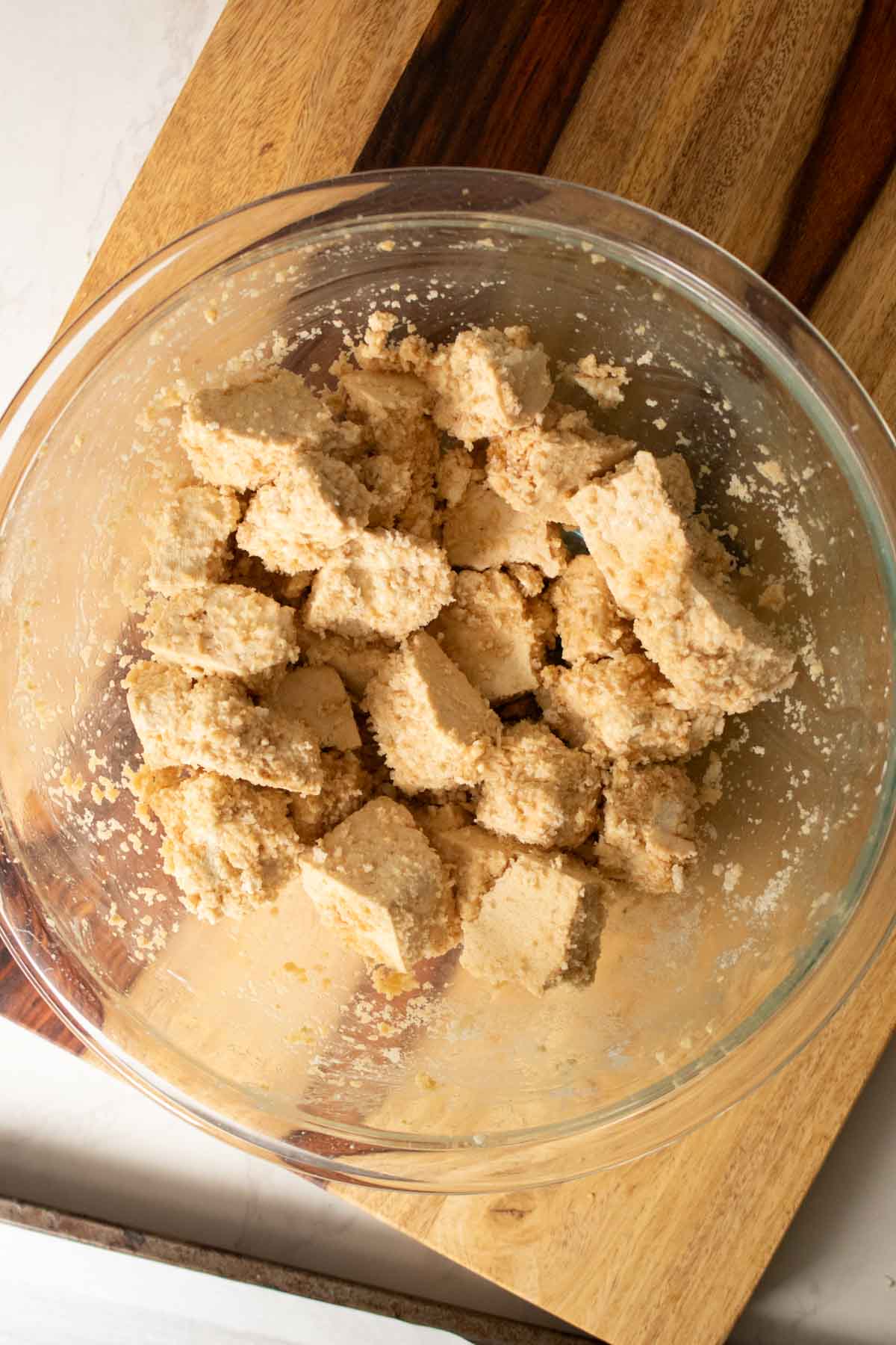 tofu after tossing with the panko