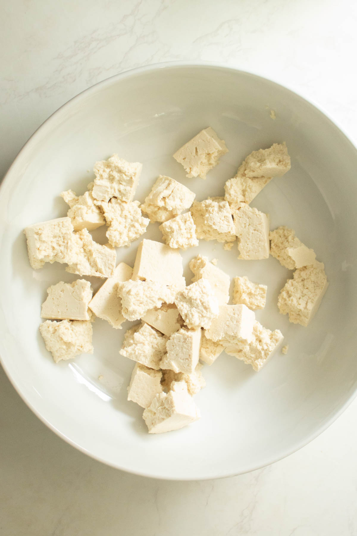 tofu before tossing with soy sauce and spices