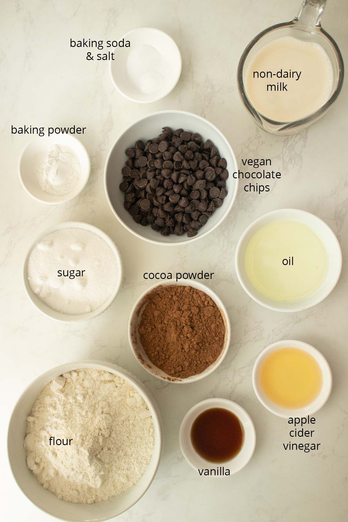 vegan double chocolate muffins ingredients