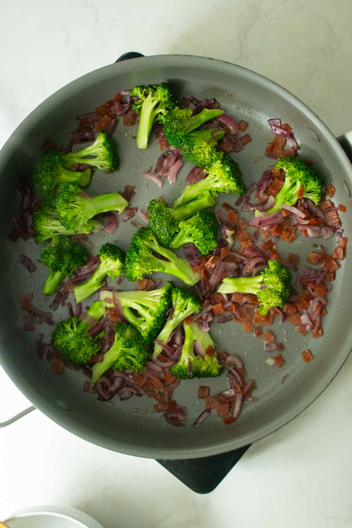broccoli in the pan after cooking
