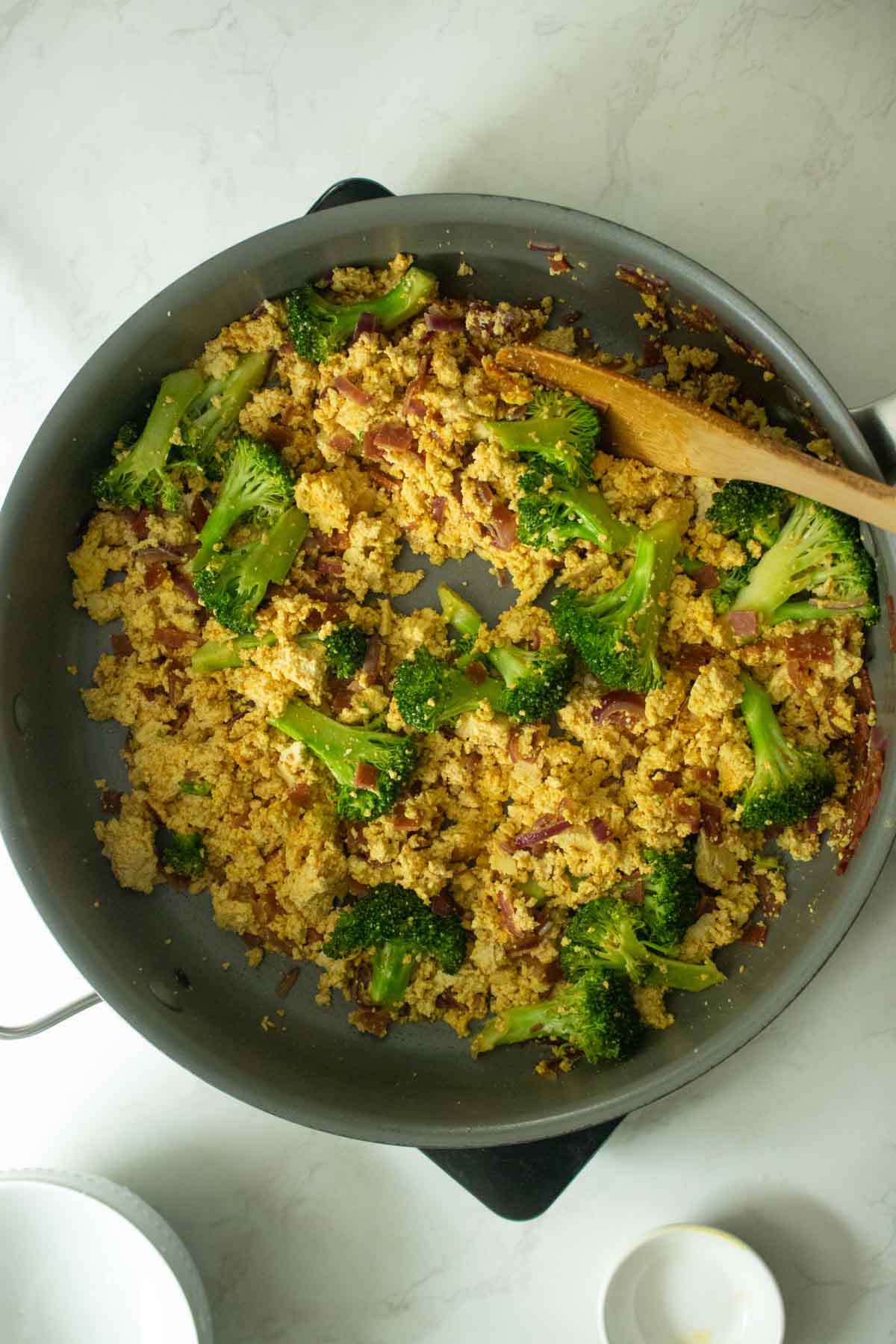 tofu in the pan after cooking