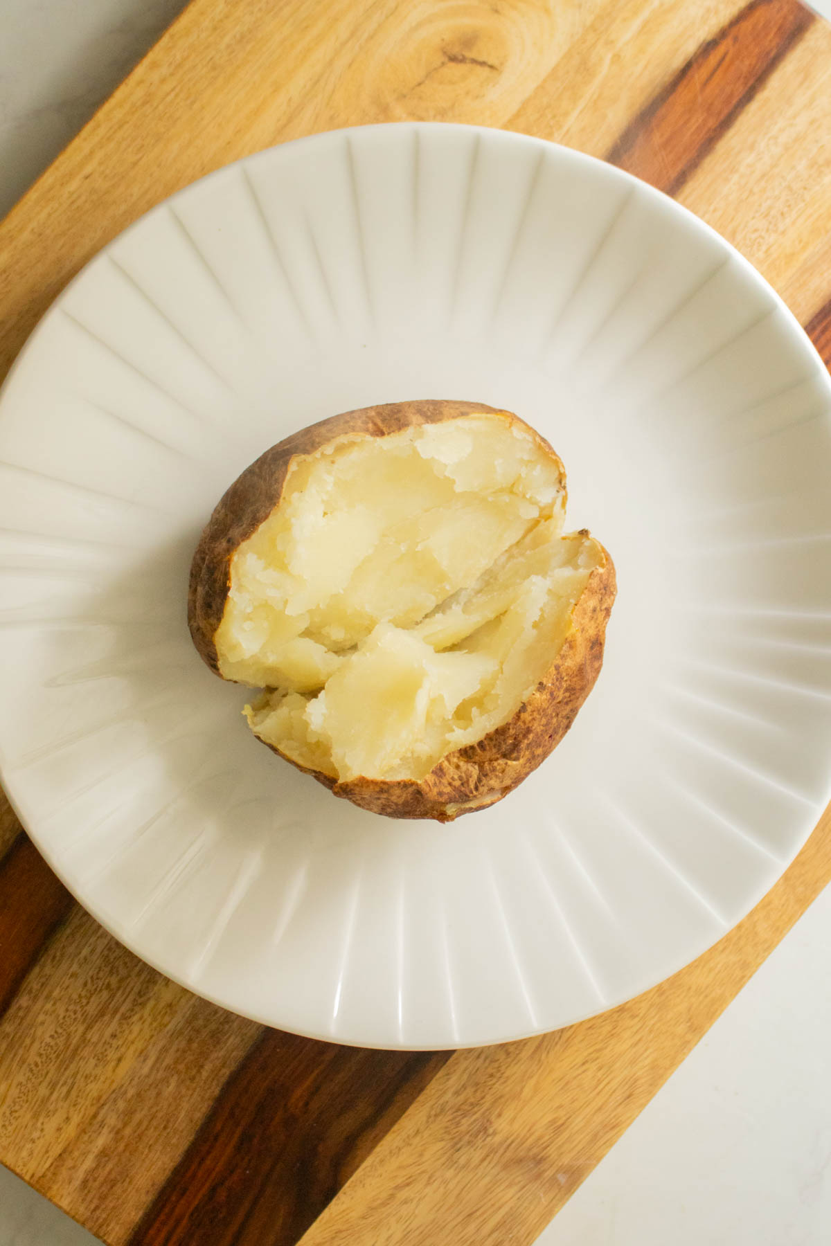 baked potato cut in half